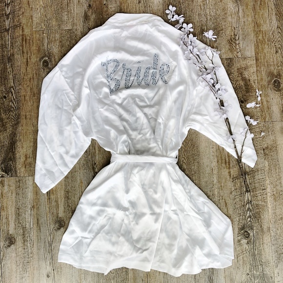 Victoria's Secret Other - Victoria's Secret Satin White Bridal Kimono Robe